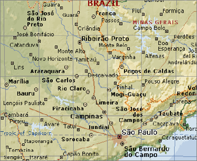 Map of Sao Paulo, Brazil